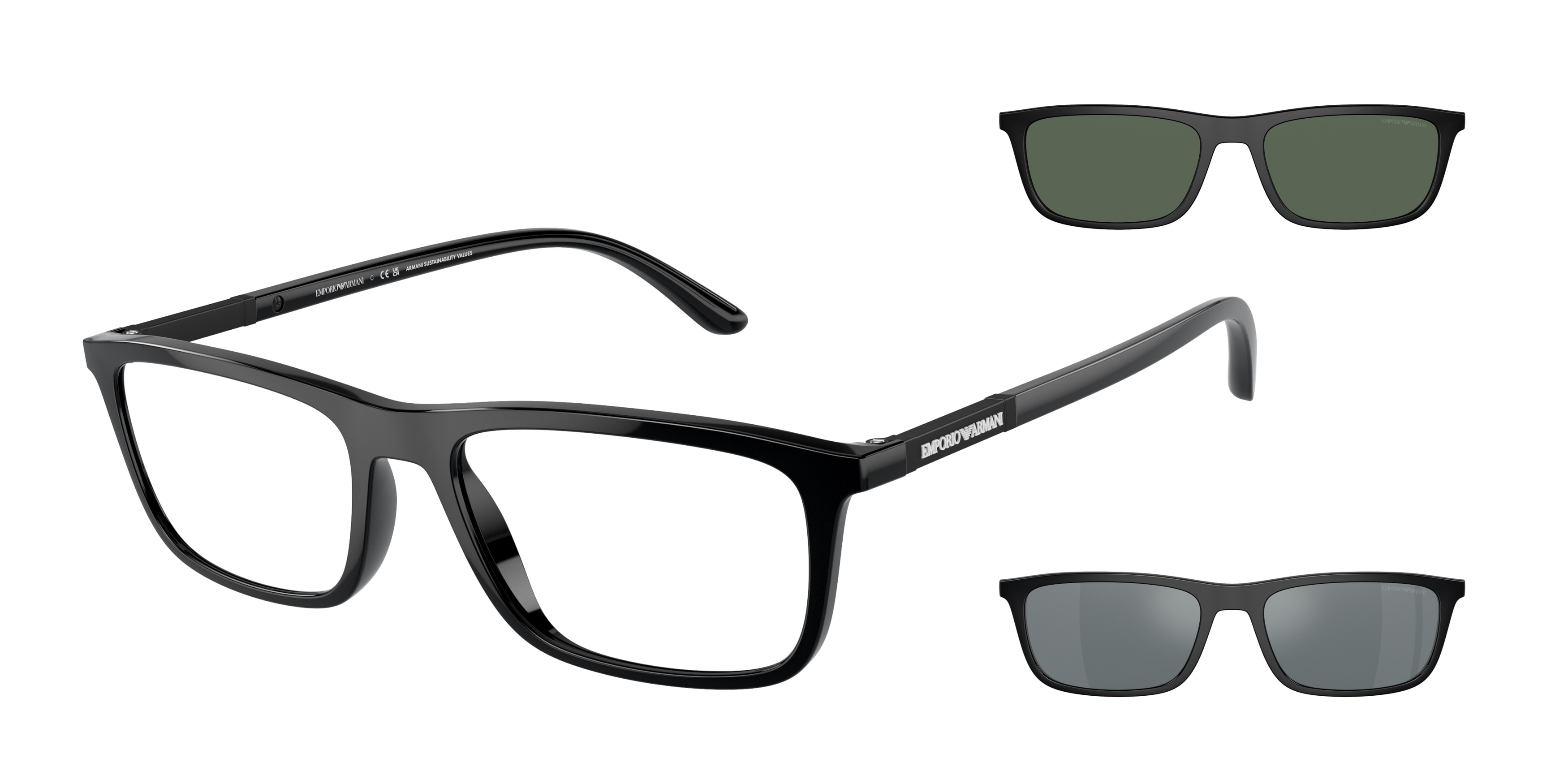Emporio Armani Herren EA4160 50011W Sonnenbrillen Injiziert Schwarz Transparent Quadratisch Normal-image